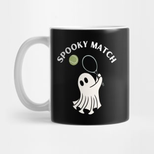 Spooky match, ghost playing tennis. Halloween Mug